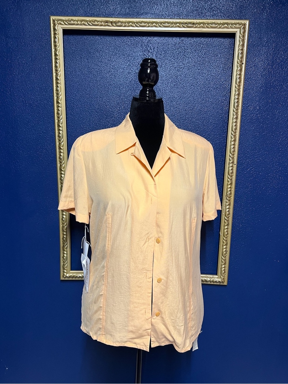 Carlisle Peach Short-Sleeve Button-Front Blouse